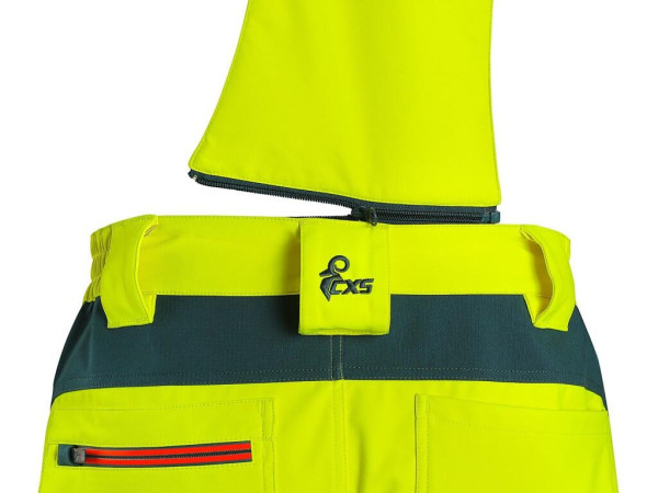 Nohavice CXS BEDFORD, výstražné, pánske, softshell, žlto-petrolová, veľ. 50
