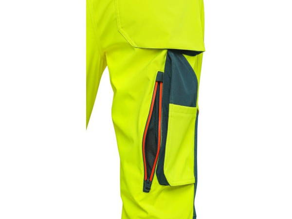 Nohavice CXS BEDFORD, výstražné, pánske, softshell, žlto-petrolová, veľ. 54
