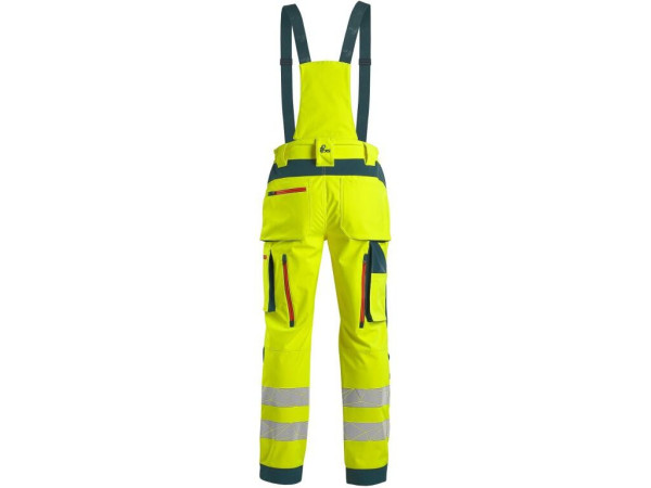 Nohavice CXS BEDFORD, výstražné, pánske, softshell, žlto-petrolová, veľ. 56