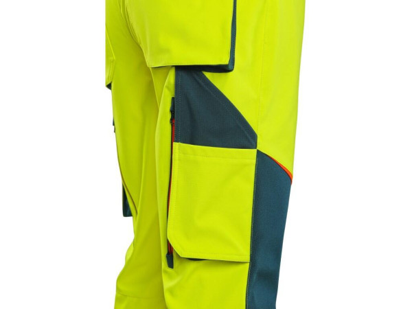 Nohavice CXS BEDFORD, výstražné, pánske, softshell, žlto-petrolová, veľ. 64