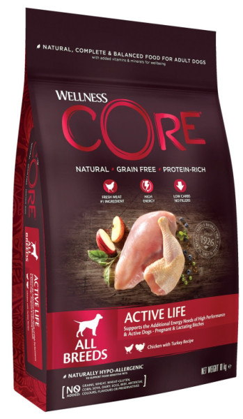 Wellness Core Dog Active Life All Breeds kura a morka 10kg