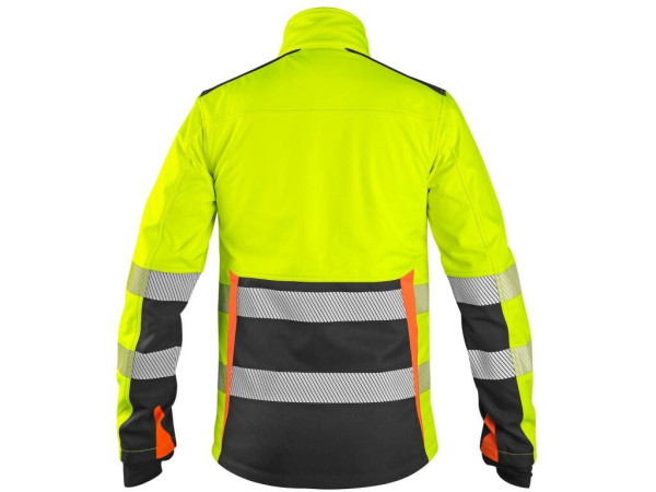 Bunda CXS BENSON, výstražná, softshell, pánska, žlto-čierna, veľ. 4XL