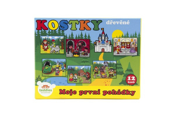 Kocky kubus drevené Moje prvé rozprávky 12ks v krabičke 17x12,5x4cm