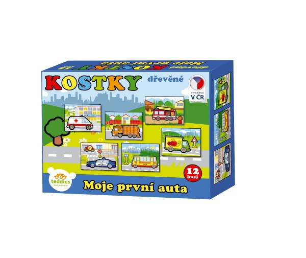 Kocky kubus drevené Moje prvé autá 17x12,5x4cm MPZ