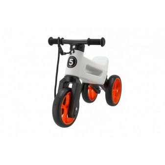 Odrážedlo FUNNY WHEELS Rider SuperSport bílé/oranž. 2v1+popruh,výš.sedla28/30cm nos.25kg 18m+v s