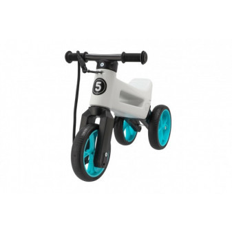 Odrážedlo FUNNY WHEELS Rider SuperSport bílé/tyrkys 2v1+popruh,výš.sedla28/30cm nos.25kg 18m+v s