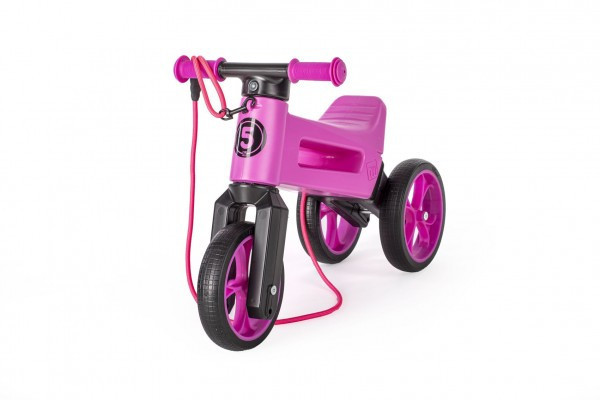 Odrážadlo FUNNY WHEELS Rider SuperSport fialové 2v1 + popruh, vyššie. sedlá 28/30cm nos 25kg 18m+ vs