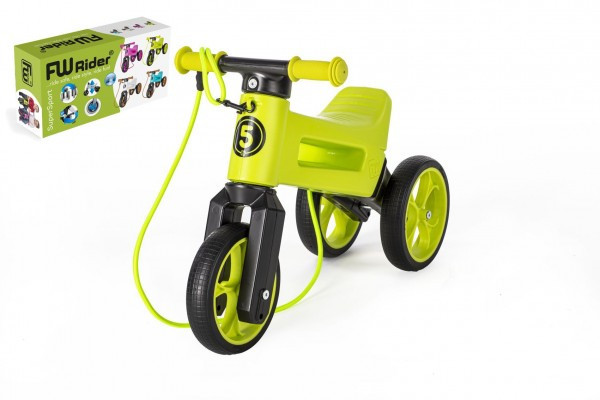 Odrážadlo FUNNY WHEELS Rider SuperSport zelené 2v1 + popruh, vyššie. sedlá 28/30cm nos 25kg 18m+ v kr