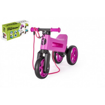 Odrážedlo FUNNY WHEELS Rider SuperSport fialové 2v1+popruh, výš. sedla 28/30cm nos 25kg 18m+ v k