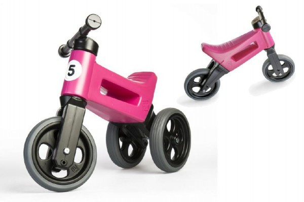 Odrážadlo FUNNY WHEELS Rider Šport ružové 2v1, výška sedla 28/30cm nosnosť 25kg 18m+ v sáčku