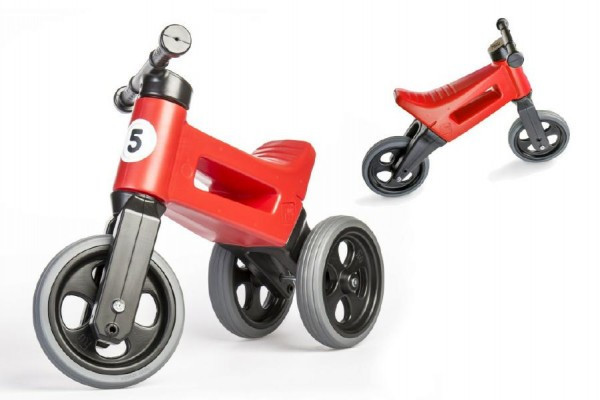 Odrážadlo FUNNY WHEELS Rider Šport červené 2v1, výška sedla 28/30cm nosnosť 25kg 18m+ v sáčku