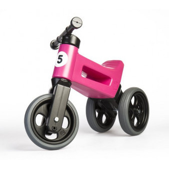 Odrážadlo FUNNY WHEELS Rider Šport ružové 2v1, výška sedla 28/30cm nosnosť 25kg 18m + v krabici