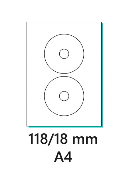 Etiketa na CD/100ks biela, A4 biela, 118/18mm, Labels