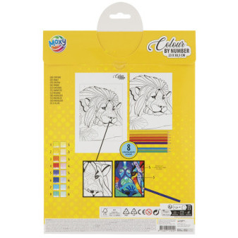 Kreatívny set maľovanie podľa čísel + 8 pasteliek 23x30,5 cm lev