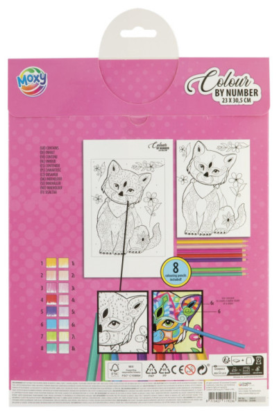 Kreatívny set maľovanie podľa čísel + 8 pasteliek 23x30,5 cm mačka