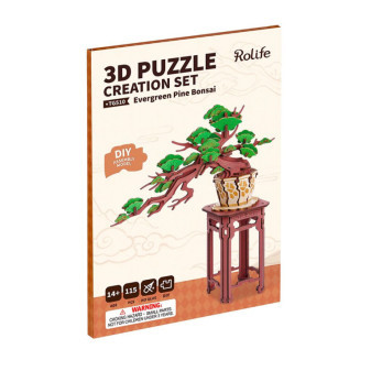 RoboTime 3D drevená skladačka Bonsaj borovice