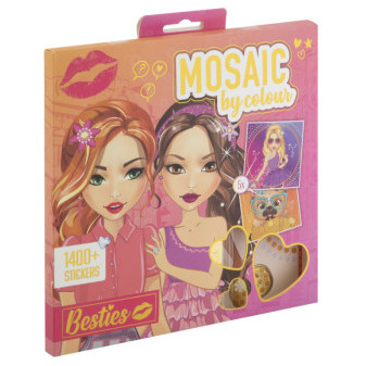 Kreatívny set mozaika podľa farieb 5 listov predlôh + 1400 samolepiek 21x21 cm