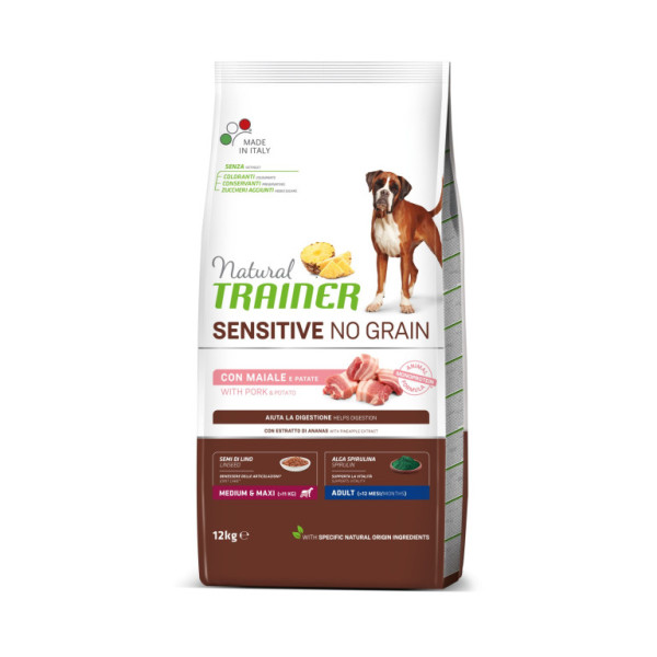 Trainer Natural Sensitive pes NO GRAIN M/M bravčové 12kg