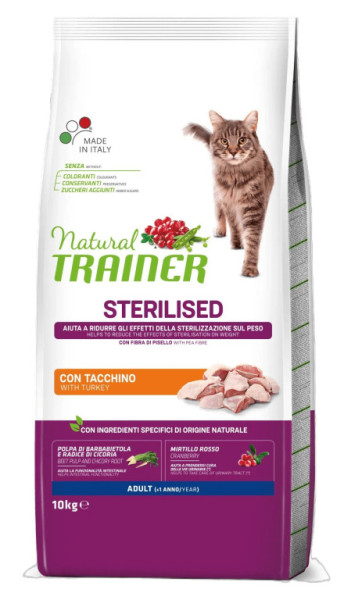 Trainer Natural Cat Sterilised krutie mäso 10kg