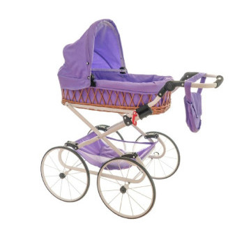 Kočík Monika RETRO prútený biela konštrukcia 76cm nastaviteľná rukoväť fialový
