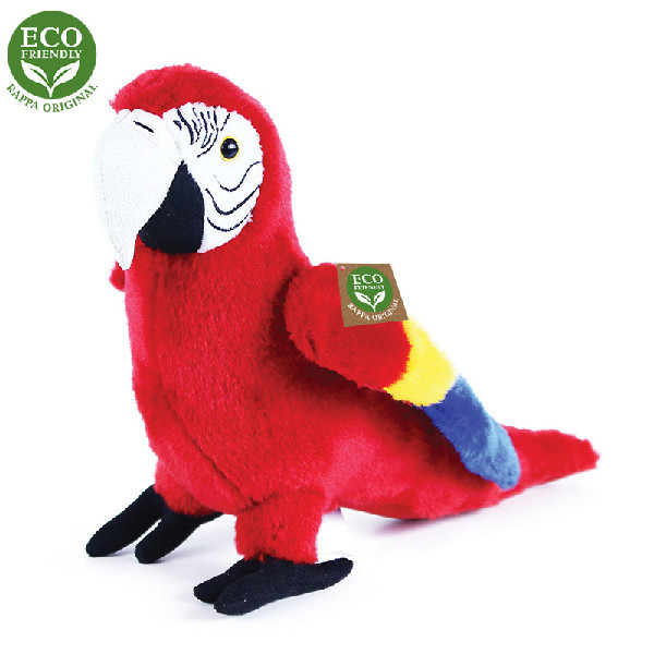 Plyšový vták papagáj červený Ara Arakanga 24 cm ECO-FRIENDLY