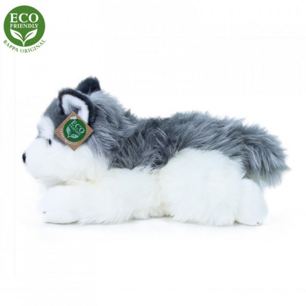 Plyšový pes husky ležiaci 30 cm ECO-FRIENDLY