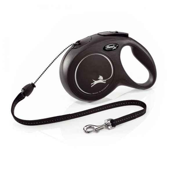 Flexi New Classic M snura 8m/20kg čierna