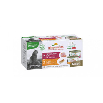 Almo Nature HFC Made In Italy multipack grilované kura/šunka s morkou 4x70g