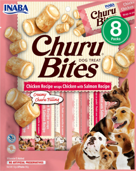 Churu dog Bites - kura, losos 96g