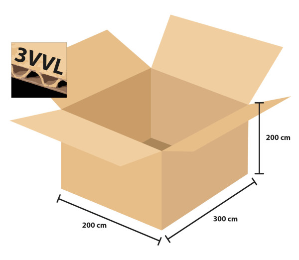 Krabica kartónová 3 vrstvová 300x200x200mm