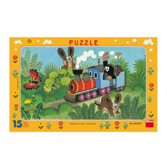 Puzzle deskové Krtek a lokomotiva 29,5x19cm 15 dílků