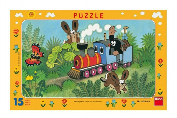 Puzzle doskové Krtko a lokomotíva 29,5x19cm 15 dielikov