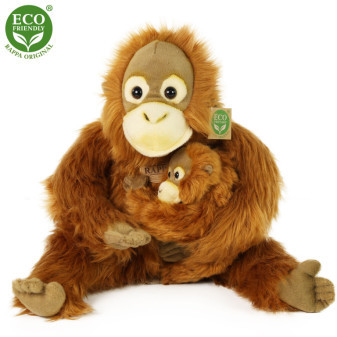 Plyšový orangutan s mláďaťom 28 cm ECO-FRIENDLY