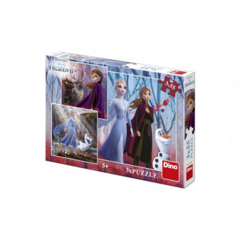 Puzzle 3v1 Ľadové kráľovstvo II/Frozen II 3x55dielikov v krabici 27x19x4cm