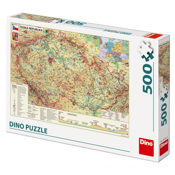 Puzzle Mapa Českej Republiky 47x33cm 500dielikov v krabici 33x23x3,5cm