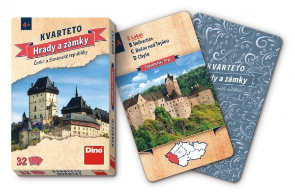 Kvarteto Hrady a zámky spoločenská hra karty 32ks v papierovej krabičke 7x11x1cm