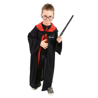 Detský kúzelnícky plášť s kapucňou a okuliarmi