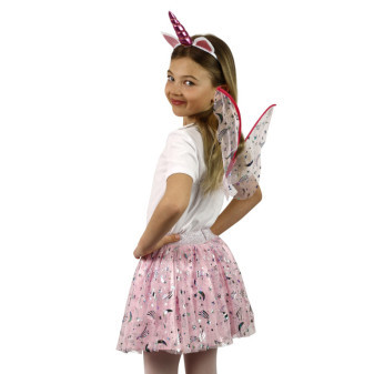 Detský kostým TUTU sukne jednorožec s čelenkou a krídlami