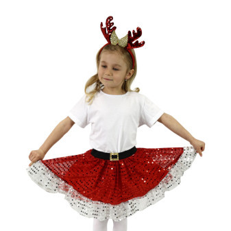 Detský kostým TUTU sukne vianočné sob s čelenkou