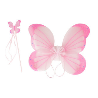 Motýlie krídla ružová s paličkou
