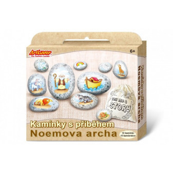 Kamene s príbehom so samolepkami Noemova archa kreatívna sada v krabičke 19x16x4cm
