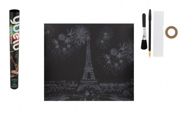 Škrabací obrázok farebný Eiffelova veža 75x52cm v tube 6x54cm