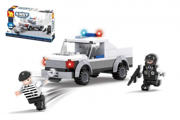 Stavebnica Dromader Swat auto polícia 98 dielikov v krabičke 19x13x5cm