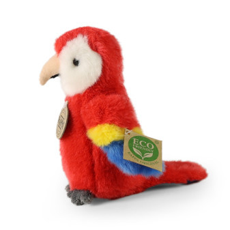 Plyšový vták papagáj červený ara 16 cm ECO-FRIENDLY