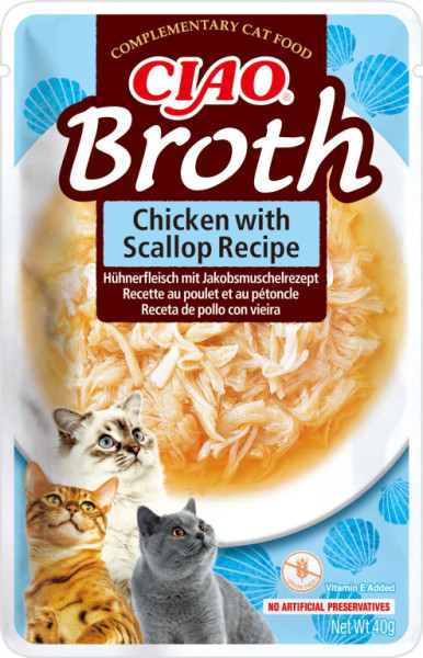 Kapsička Churu Cat Broth - kura, hrebenatky 40g