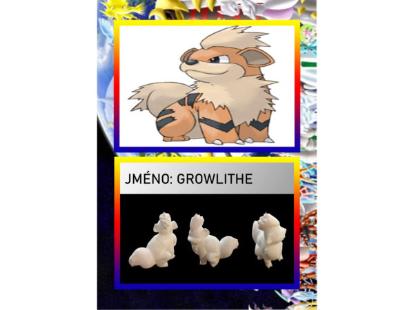 3D figúrka pokemona: Growlith Hráčska karta