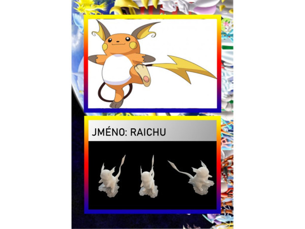 3D figúrka pokemona: Raichu Hráčska karta: