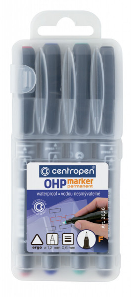 Popisovač Centropen 2636 OHP permanent sada 4ks šírka 0,6mm