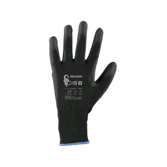 Rukavice CXS BRITA BLACK, s blistrom, máčané v polyuretáne, vel.09