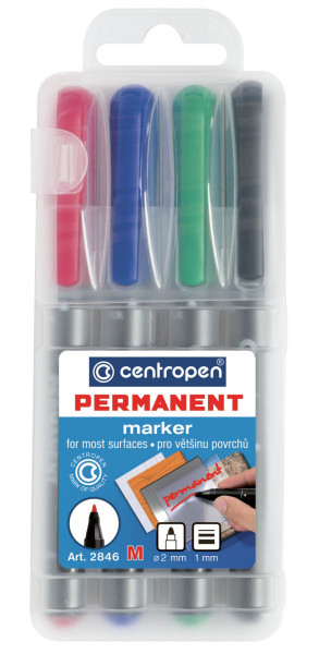 Popisovač Centropen 2846 permanent sada 4ks šírka 1mm